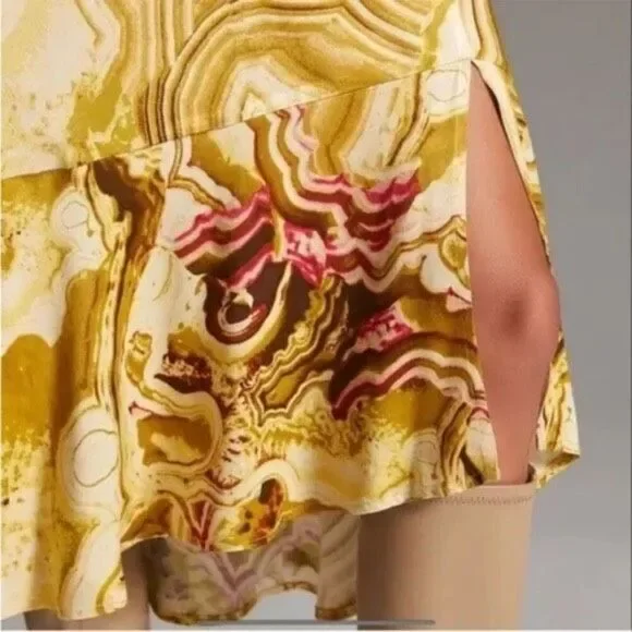 Anthropologie Marble Asymmetrical Hem Flounced Ruffle Midi Skirt Size Medium - Picture 3 of 8